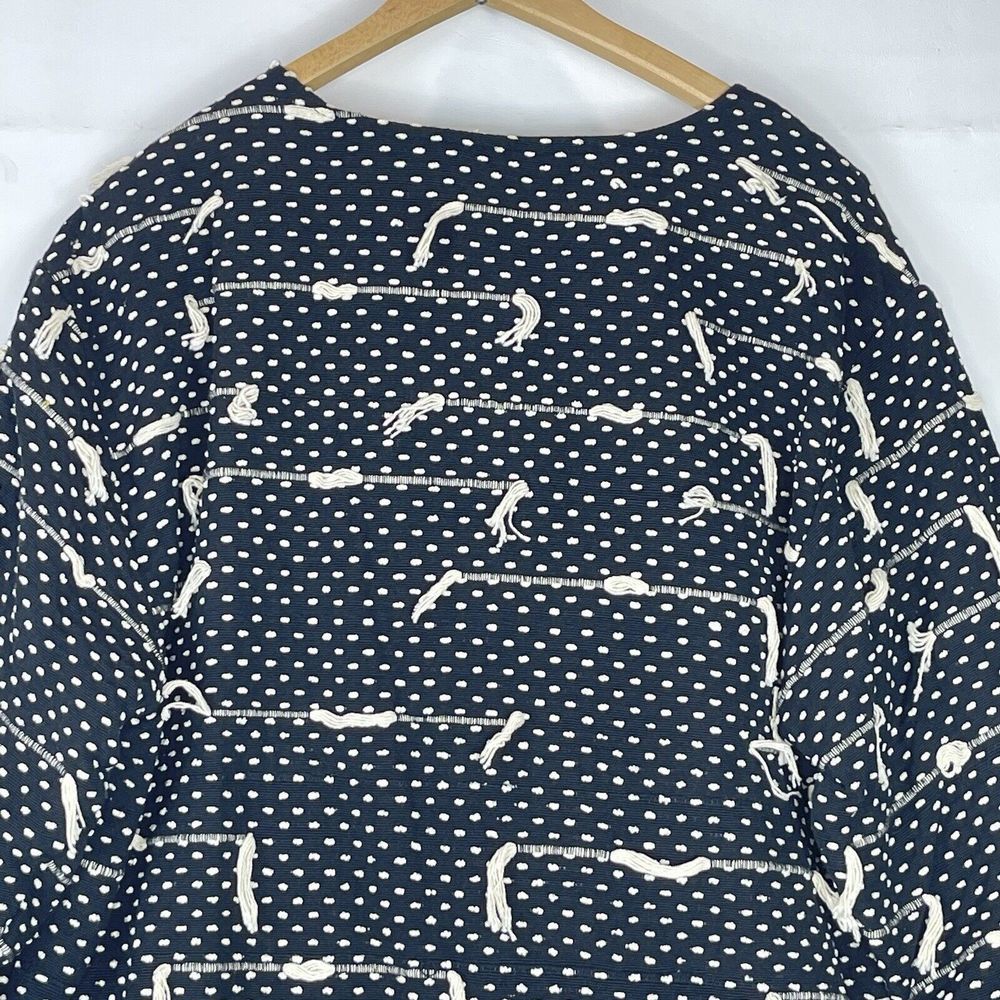 1980s VTG Women’s Jacket size L New Directions Black Textured Abstract Tassel - Picture 6 of 15